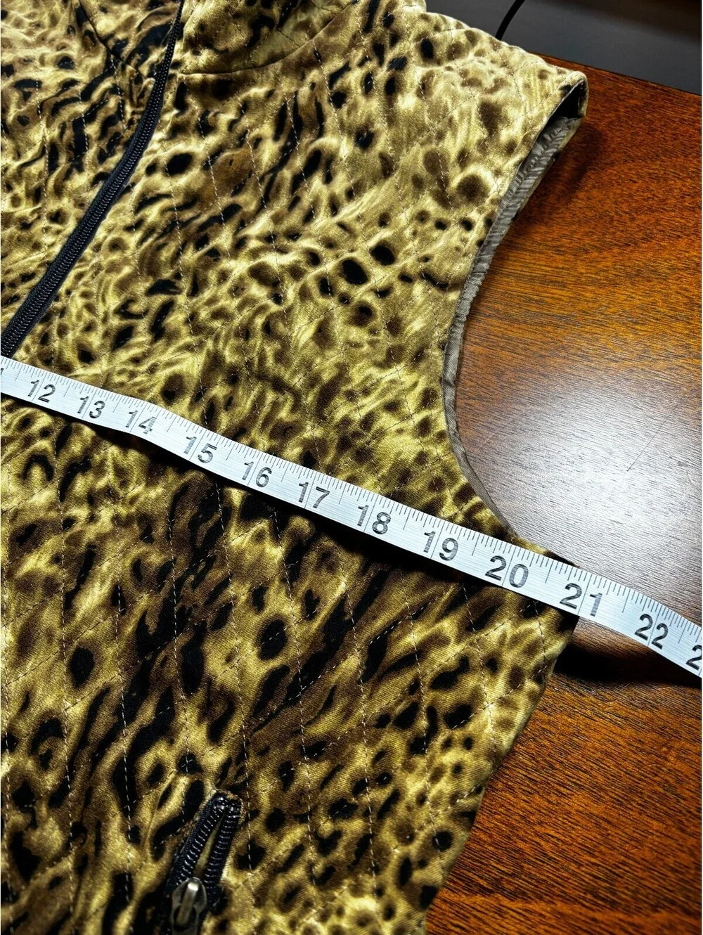 Allison Daley Petite 10P Leopard Print Quilted Zip Vest Animal Print